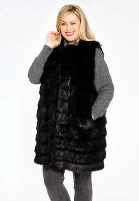 Waistcoat fake fur - black  - #1