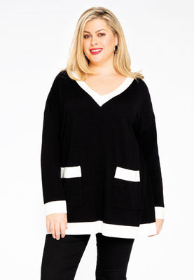 Pullover contrasting borders - black  - #1