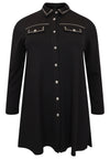 Blouse with studs INTERLOCK - black - #4