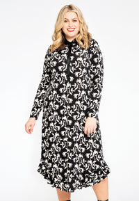 Blouse-dress with frill WILLOW - black - #1
