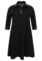 Dress A-line PINSTRIPE - black - #4