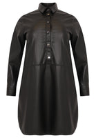 Blouse-dress FAUX LEATHER - black  - #1