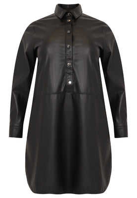 Blouse-dress FAUX LEATHER - black  - #1