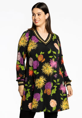 Tunic wide bottom CHRYSANT - black  - #1