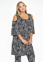 Tunic cold shoulder ZEBRA - black  - #1