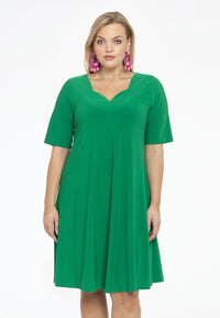 Dress A-line double v-neck DOLCE - green - #1