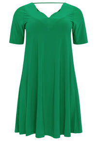 Dress A-line double v-neck DOLCE - green - #4