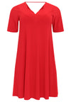 Dress A-line double v-neck DOLCE - red - #4