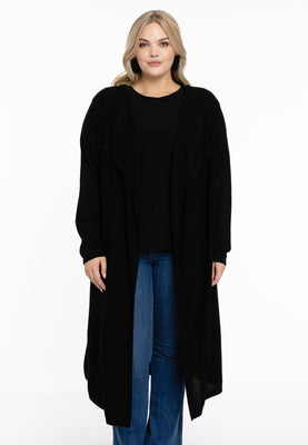 Cardigan drape neck cashmere - black  - #1