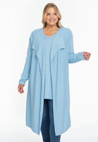 Cardigan drape neck cashmere - light blue - #1