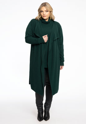 Cardigan drape neck cashmere - dark green - #5