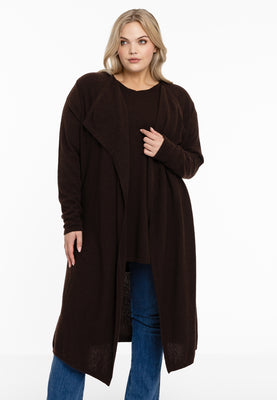 Cardigan drape neck cashmere - brown - #1