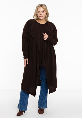 Cardigan drape neck cashmere - brown - #2