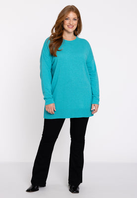 Pullover with slits Woolmix - turquoise - #2