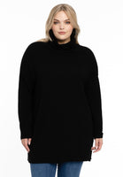 Pullover high neck rib - black  - #1