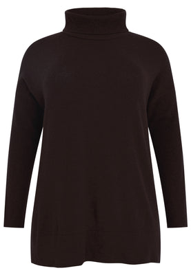 Pullover high neck rib - brown - #4