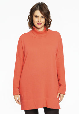 Pullover high neck rib - orange  - #1