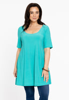 Tunic wide bottom deep neck DOLCE - turquoise - #1