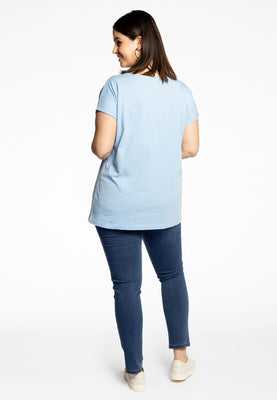 T-shirt cap sleeves COTTON - light blue - #3