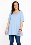 Tunic flare short sl cotton - hellblau