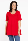 Tunic flare short sl cotton - Rot