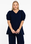 Tunic flare puff sleeve COTTON - blue