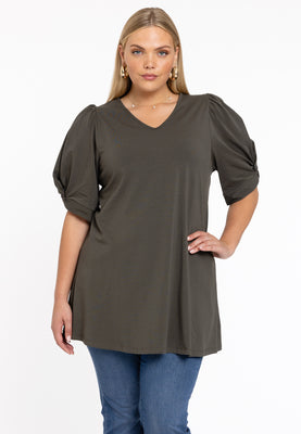 Tunic flare puff sleeve COTTON - light green - #1