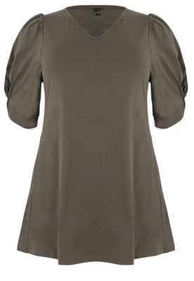 Tunic flare puff sleeve COTTON - light green - #4