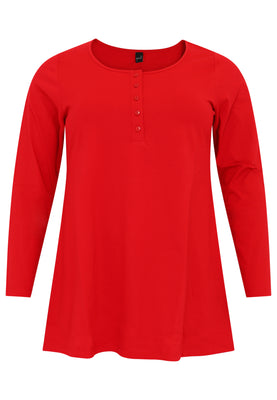 Tunic  flare buttons COTTON - red  - #1