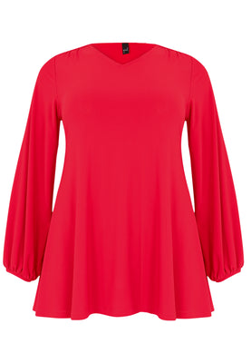 Tunic wide bottom V-neck Dolce - red  - #4