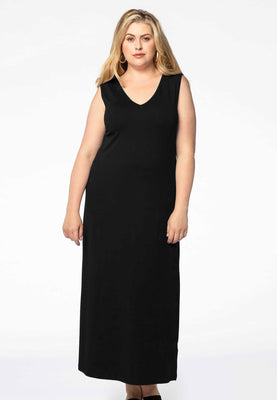 Maxi dress v-neck VISCOSE - black  - #1