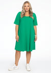 Dress A-line COTTON - green 