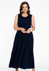 Kleid mit falten cotton - blau