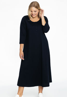 Long A-line dress COTTON - blue - #1