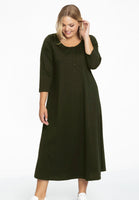 Long A-line dress COTTON - green - #1