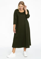 Long A-line dress COTTON - green - #2