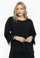 Shirt A-line with feathers DOLCE - black - #1