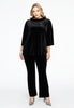 Shirt A-line standing collar VELVET - black  - #2