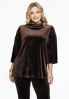 Shirt A-line standing collar VELVET - brown