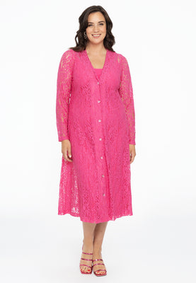 Dress long buttoned LACE - pink - #2