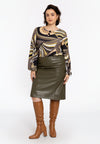 Pencil skirt FAUX LEATHER - light green - #5