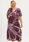 Kleid mit v-ausschnitt floral merlot - dunkelrot