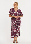 Kleid mit v-ausschnitt floral merlot - dunkelrot