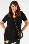 Shirt a-symmetric drape neck DOLCE - black - #1