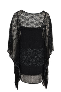 Tunic long square stripe bead - black - #2