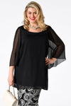 Blouse wide sleeves voile UNI - black 