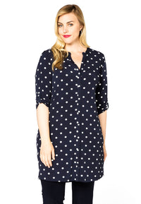 Tunic grandad collar DOTS - blue - #1