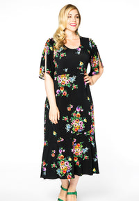 Dress asymmetric bottom ROSA - black - #1