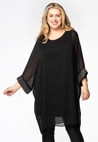 Tunic beaded cuff VOILE - black - #1