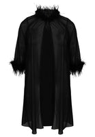 Mesh cardigan with feathers - black  - #4